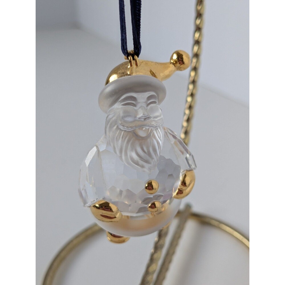 Swarovski Ornament Gold Santa Claus With Stand